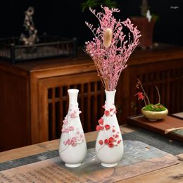 Vases Creative White Ceramic Flower Vase Home Table Decor Pot Arrangement Garden Desk Ornament Dried