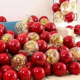 Party Decoration 30Pcs 10Inch Pomegranate Red Confetti Sequin Latex Balloons Wedding Globos Birthday Valentine'sDay Year