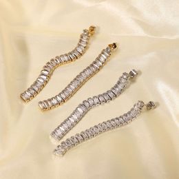 Tassel Earrings 14k Gold Plated Stainless Steel Rectangular Zircon Diamond Jewelry