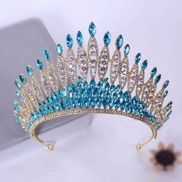 Headbands KMVEXO Baroque Deluxe Crystal Bride Tiaras Crown Rhinestone Pageant Diadem Party Wedding Hair Accessories Headpieces Bijoux Q240506