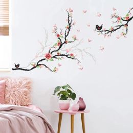 Stickers Chinese Style Tree Branch Wall Sticker Bird Butterfly Animals Living Room Bedroom Wallpaper Removable Stickers