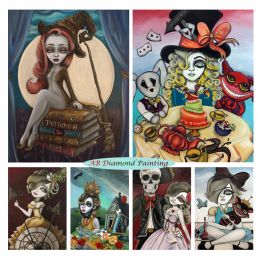 Stitch Gothic Artwork 5D AB Diamond Painting Big Eye Girl Doll Dark Art Diamond Embroidery Diy Cross Stitch Kits Home Decor Cuadros