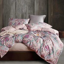 Bedding sets Soft plant-based bedding with Colourful floral print comfort cover zippered and pillowcase comfortable set J240507