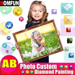 Craft HOMFUN AB 5D Diamond Painting Full Square Photo Custom DIY Embroidery Sale Round Drill Picture Of Rhinestones Handmade Gift