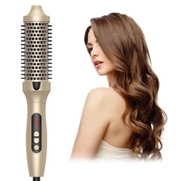 Curling Irons Rotating 3-in-1 curly hair comb professional straight brush LCD 450F temperature styling tool Q240506