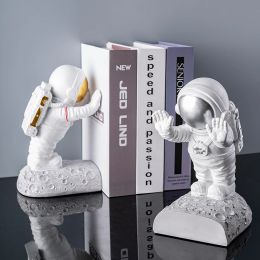 Sculptures Creative Resin Astronaut Bookend Tabletop Book Organiser Cosmonaut Figurines Desk Bookend Office Decoration