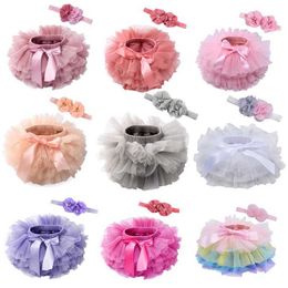 Tutu Dress Baby Girls Salia Tutu Bloomers Smith Lush Puffy Toddler Roupa de menina Tule Salia para recém -nascidos com faixa de cabeça D240507