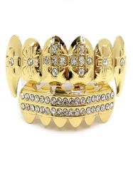 Hip Hop Grillz for Men Women Street Fashion Bling Teeth Zircon Teeth Braces Copper Vampire Teeth Dental Grills Body Jewellery Access2638322