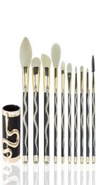 Makeup Brushes 10PCS Snake Pattern Brush Set Maquiagem Big Concealer Contour Eye Shadow Cosmetics Blushing Blending9188082