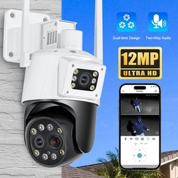 Outdoor 6K 12MP Wifi IP Camera with 10X Optical Zoom Three Len Lens Dual Screen Surveillance 4K 8MP Video CCTV Security Camera 240422