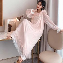 Women's Sleep Lounge Sleepshirts Fashion Nightown Womens Underwear Womens Sexy Sleepwear Long sleeved Evening Dress Lace Palace Style DressL2405