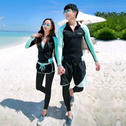 Suits Wisuwore Couple Diving Suit Split Long Sleeved Swimsuit Long Pants Sun Protection Slimming Effect Swimming Suit Snorkelling Suit