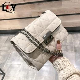 Shoulder Bags Vintage Lattice Pattern Pu Leather Small Square Ladies Fashion Clamshell Chain Crossbody Handbags Casual Women