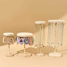 Jewellery Stand Wooden Jewellery necklace Organiser display rack hanging tabletop for chain and earring storage Q240506