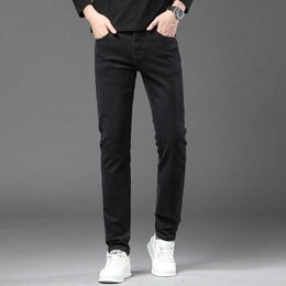 High-end European Spring and Autumn Black Jeans for Men Trendy Handsome Fashionable Elastic Slim Fitting Pants Winter