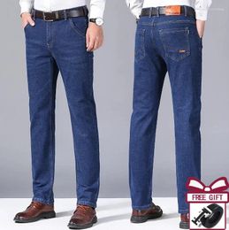 Men's Jeans Autumn And Winter Stretch Style Straight Versatile Denim Long Pants Free Belt Gift