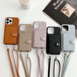 Japanese and Korean card bag strap suitable for 14Promax phone case 12 women 11max Apple 15Promax leather x