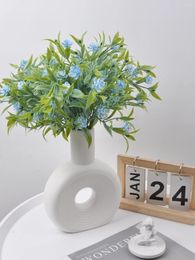 Decorative Flowers 2PC 14.17 Inch Simulated Plastic Flocking Water Grass Bouquet Table Centre Decoration Office