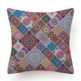 Cushion/Decorative Bohemia Cushion Cover Retro National Style Datura Style Cover Decorative Cushion Cover Linen