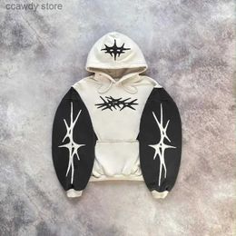 Men's Hoodies Sweatshirts Geometric Pattern broidery Splicing Women New Sweatshirt Gothic Y2k Youth Simp Daily Loose Casual Men Version Tops H240507