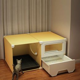 Boxes Fully Enclosed Cat Litter Box Large Drawer Cat Toilet Sand Prevention Outside Splash Sandboxes for Cats Practical Cat Supplies
