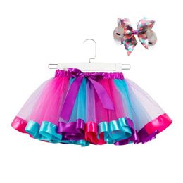 3X25 tutu Dress 2024 New Tutu Skirt Baby Girls Clothes 12M-8Y Colorful Mini Pettiskirt Kids Party Dance Rainbow Tulle Skirts Childrens Clothing d240507