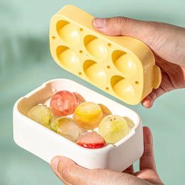 Tools 1pc Silicone Six Compartment with Cover Ice Compartment Making Spherical Ice Cubes Easy Demolding Press Type Ice Making Box