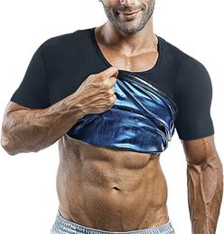 Mens Body Shaper Sauna Shirt Workout Tank Top Waist Trainer Shapewear Slimming Compression Workout Sweat Enhancing Vest 240506