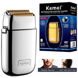 Electric Shavers Original Kemei Rechargeable Metal House Pro Mens Razor T240507