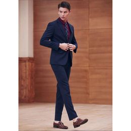 Wedding Pinstripe Suits Kawałki Dwóch szczytowych mężczyzn Przystojny Lapel Groom Tuxedos Back Vent Jacket Groomsmen Businessmen Suit Smen