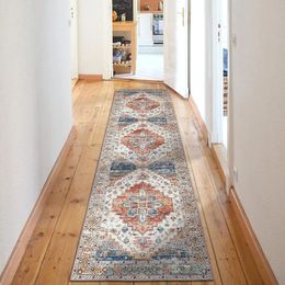 American Vintage Hallway Carpets Long Corridor Area Rug Non-slip Stairway Bedside Mat Party Wedding Aisle Runner Rug Living Room 240422