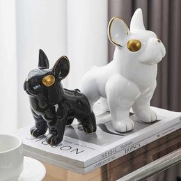 Decorative Objects Figurines Home Ornament Cute Pug Ceramic Dog Statue Home Accessories Living Room Decorations Home Decor Decorative Figurines T240505