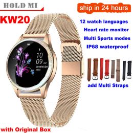 Watches KW20 Smart Watch Women Full Screen Diamond Alloy Smartwatch Heart Rate Monitor Sport Lady Femal Watch for Ios Andriod Phone