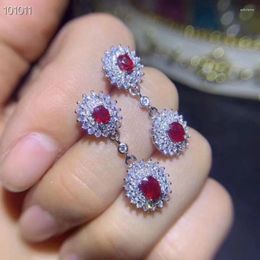 Stud Earrings Natural Ruby Earring Original Real 925 Sterling Silver Per Jewellery