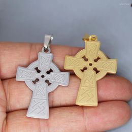 Pendant Necklaces 2Pcs/lot Celtic Cross For Necklace Bracelets Jewellery Crafts Making Findings Handmade Stainless Steel Charm