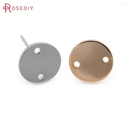 Stud Earrings 10PCS 18K Gold Colour Brass 2 Holes Round Pins High Quality Jewellery Making Supplies Accessories For Women