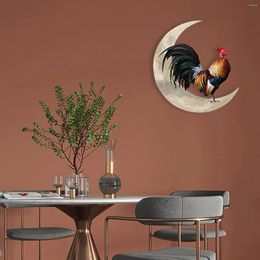 Decorative Figurines Rooster Moon Wall Decor Metal Hanging Pendant Unique Durable Arts For Outdoor Indoor Home Wedding Decoration