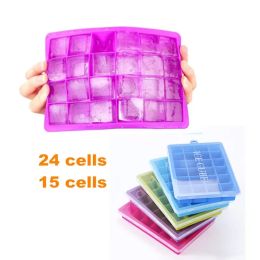 Tools Silicone Ice Cube Trays with Lids, 15 Cavities 24 Cavities Ice Cube Tray Moulds for Cocktail, Whiskey, Candy, Chocolate and More