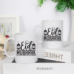 Mugs 1 Ppiece Customised Black Eid Al Adha Letter Pattern Ceramic Mug Milk Coffee Juice Cup Suitable For Gifts