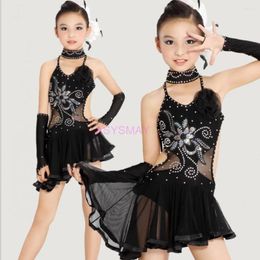 Stage Wear Latin Dance Dress For Girls Sexy Backless Competition Ballroom Dancing Salsa Samba Tango Standard Practice Costume Kids Child