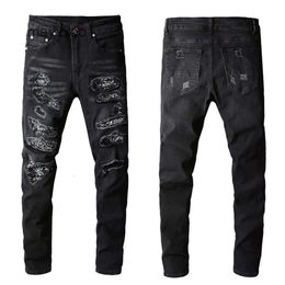 Mor Demin 669 Mens Şort Kot pantolon amiirii High Mens Street Black Moda Giyim Yamalı Jean 2024 4O3C