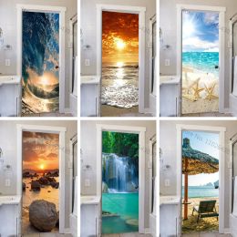 Stickers 3D Landscape Door Sticker Self adhesive Wallpaper PVC Waterproof Art Mural For Living Room Bedroom Decor Removable Poster