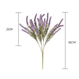 Decorative Flowers Wreaths Artificial Autumn Flower Lavender White Foam Bridal Bouquet Plastic Fake Plant Grass For Christmas Home Wedding Table Decor