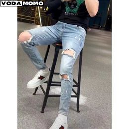 ans Men Stretch Skinny Denim Ripped Jeans Quality Men Classic Luxury Brand Denim Pants Men Street Slim Fit Jeans pantalones hombre J240507