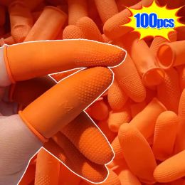 Gloves 10100PCS Latex Finger Cots Orange Thumb Caps Antistatic Industry Rubber Fingertips Protector Gloves Nonslip Finger Gloves