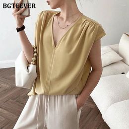 Women's Blouses BGTEEVER Casual Loose V-neck Women Shirts Summer Sleeveless Female Pullovers Tops Ladies Blusas