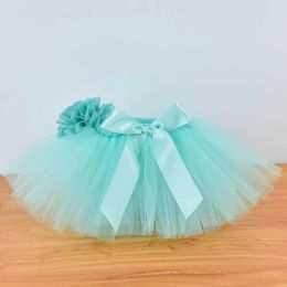 tutu Dress Deep Auqa Baby Girls Fluffy Tutu Skirt Headband Set Newborn Photo Prop Costume Infant Birthday Tulle Tutus Outfit For 0-12M d240507