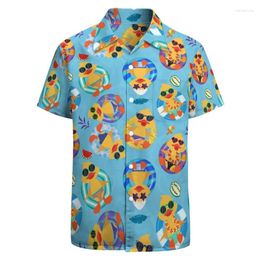 Men's Casual Shirts Classic 3d Print Palm Ducks Hawaiian Shirt For Men Retro Party Vacation Short Sleeve Button Up Street Beach Clothing