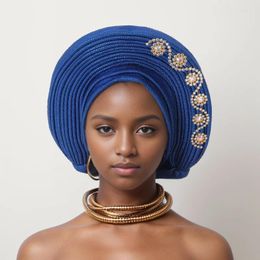 Ethnic Clothing Nigeria Head Ties Diamonds Auto Gele Women Headwear Wrap Wedding Muslim Hijab Bonnets Fashion Headgear African Headtie