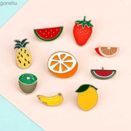 Pins Brooches Fruit Bread Pins Cute Watermelon Orange Banana Pineapple Kiwi Enamel Lapel Pins Clothing Bag Emblem Childrens Jewelry WX